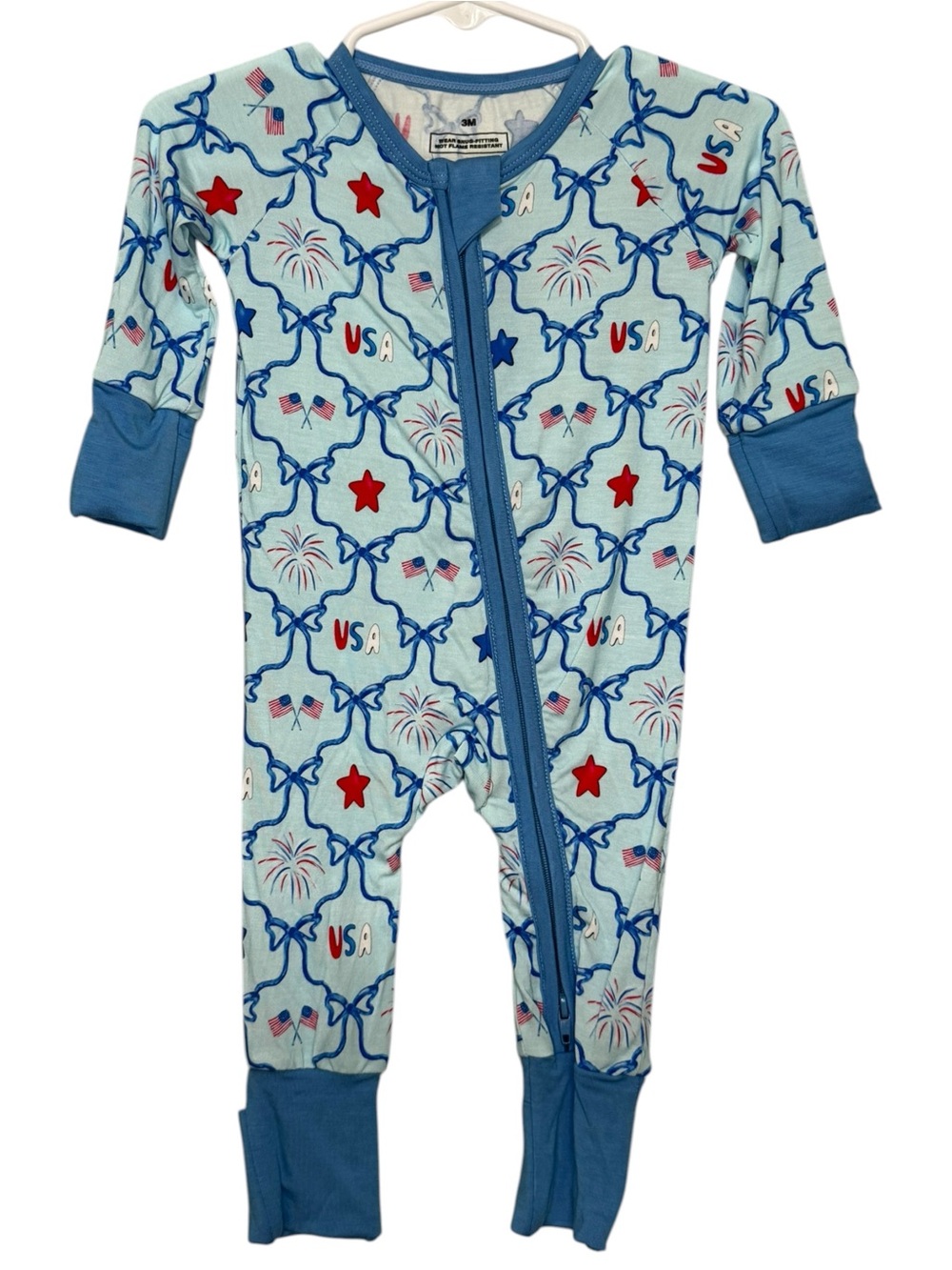 Kids USA Fireworks Print One-Piece Pajamas - Blue